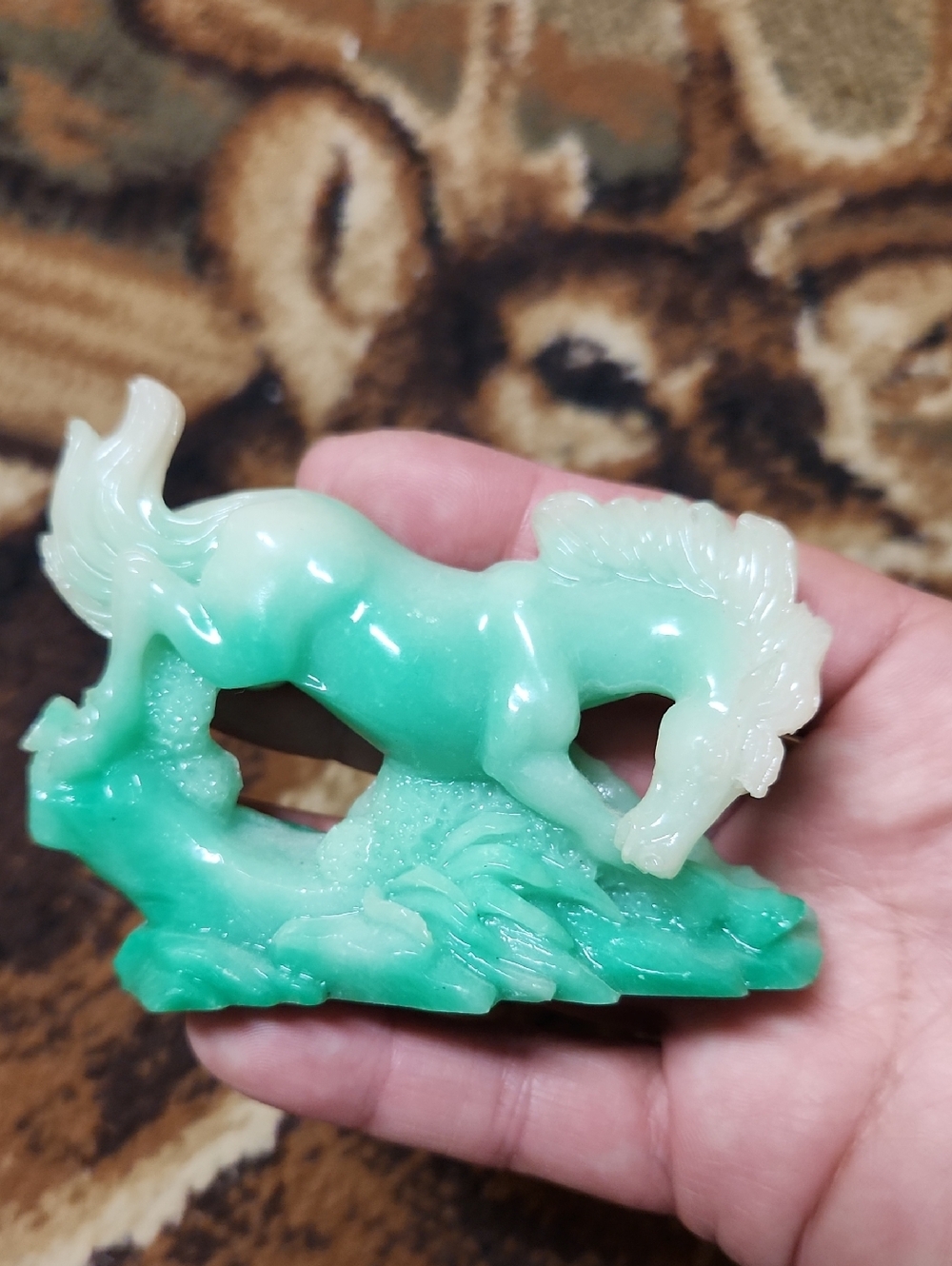 Green Jade-Look Horse Figurine